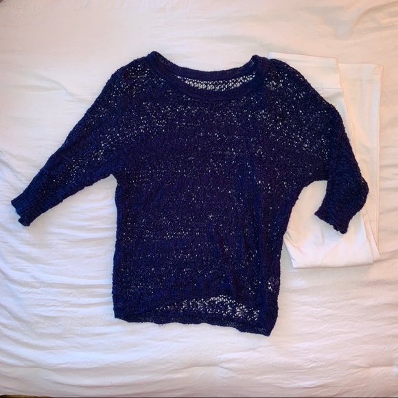 ❗️SOLD❗️ Navy Blue See-Through Crochet Top - Picture 2 of 3